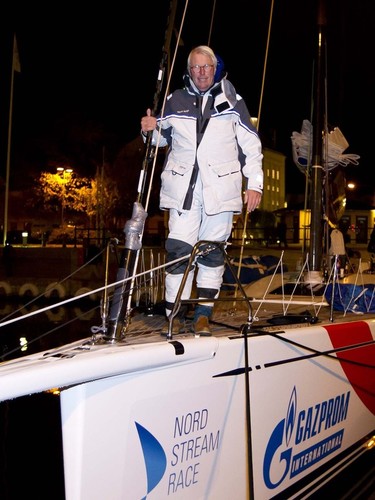 Skipper Pieter Keijzer of Team Holland celebrates first place, for the second leg of the Nord Stream Race 2012, from Helsinki to Gotland. © onEdition http://www.onEdition.com